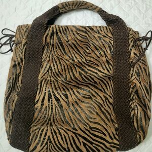 Braciano Zebra Print Tote in Brown and Tan